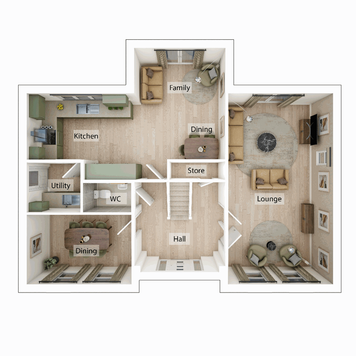 3D - Ground Floor floor plan