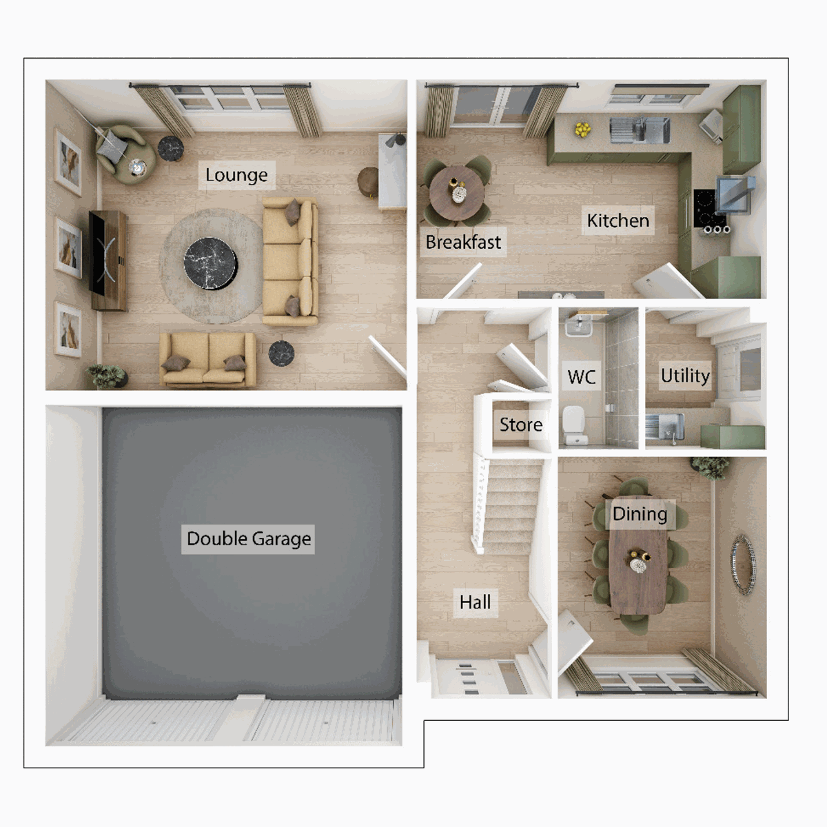 3D - Ground Floor floor plan