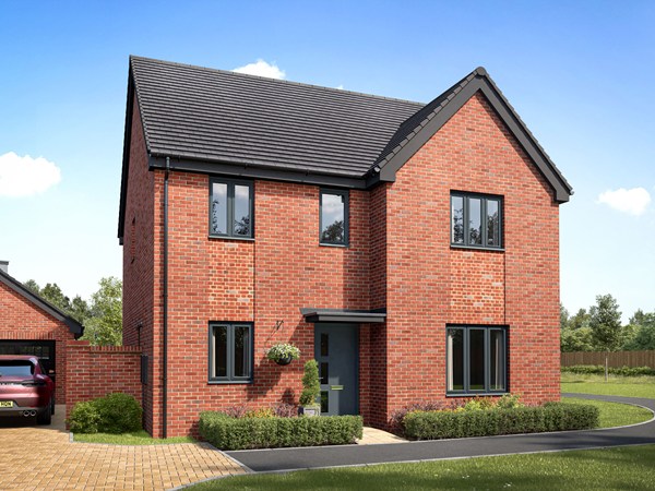 The Benllech detached new build home with red brick exterior at The Hedgerows.