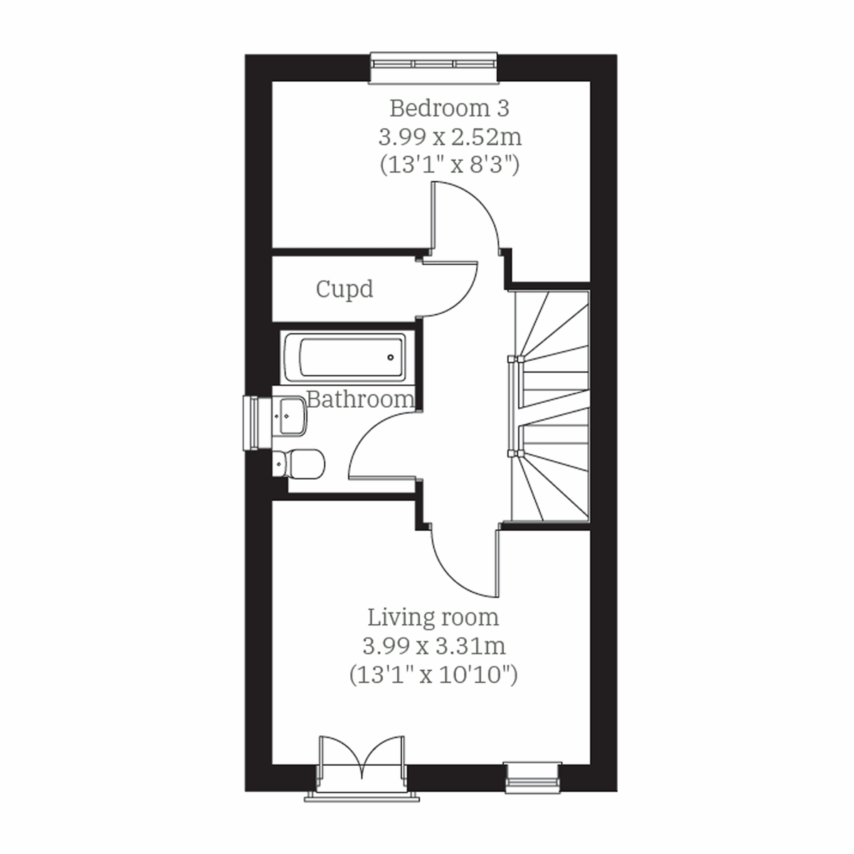 Floor plan on the firstfloor of the Woodford at Charles Church St Peters Place