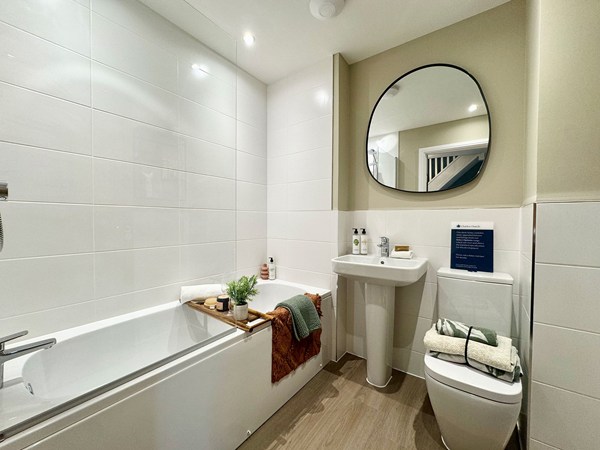 Bathroom in the Brindle new build home with bath, basin and WC.