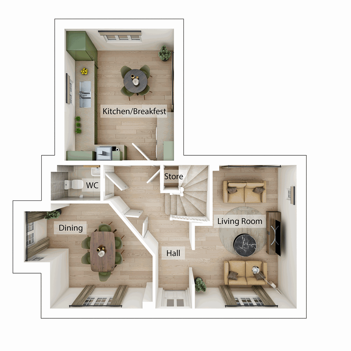 3D - Ground Floor floor plan