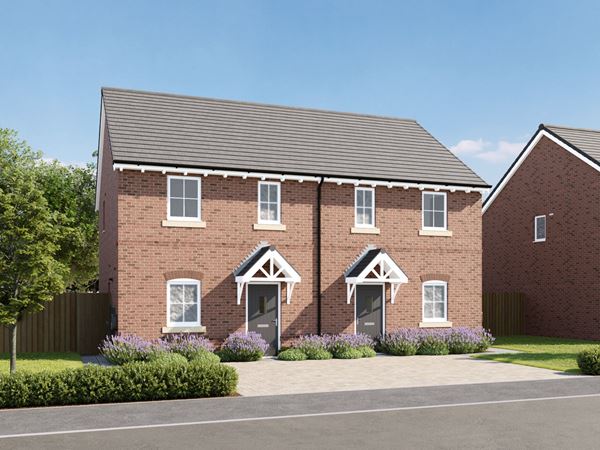An exterior of a modern Charles Church Harlyn home against a bright blue sky. 