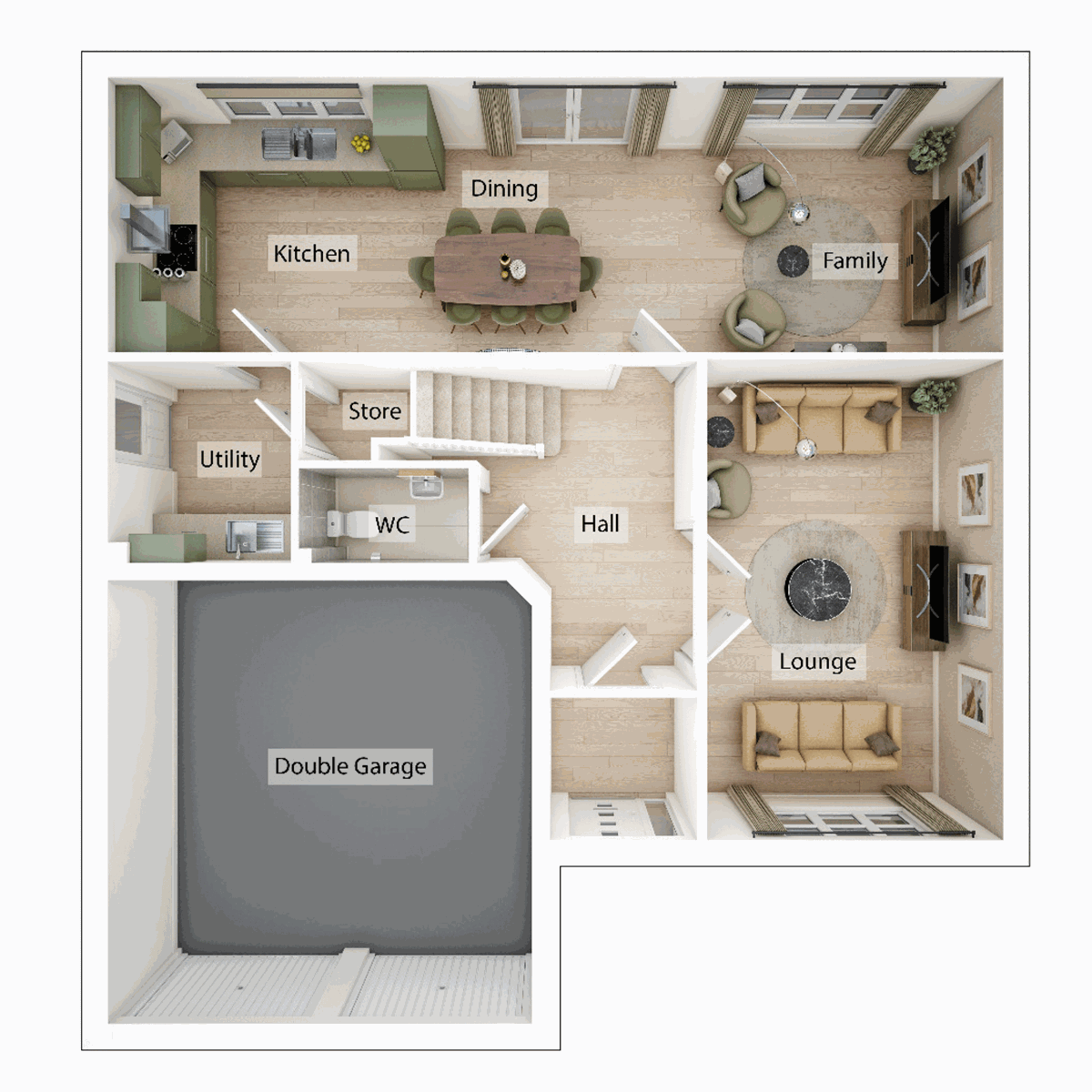 3D - Ground Floor floor plan