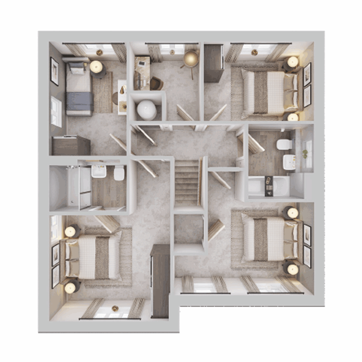 First floor layout showing four bedrooms and en suite at The Hedgerows.