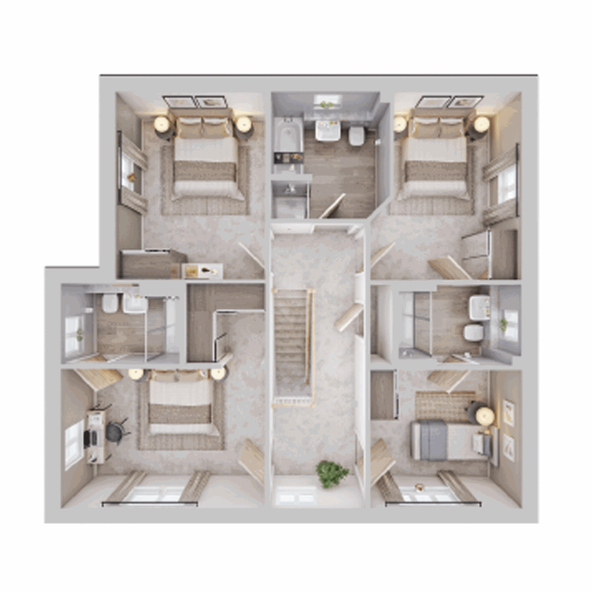 Seacombe first floor plan with four bedrooms and family bathroom, The Hedgerows.