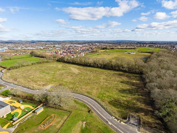 Aerial view of green open space and surrounding area near Birch View.