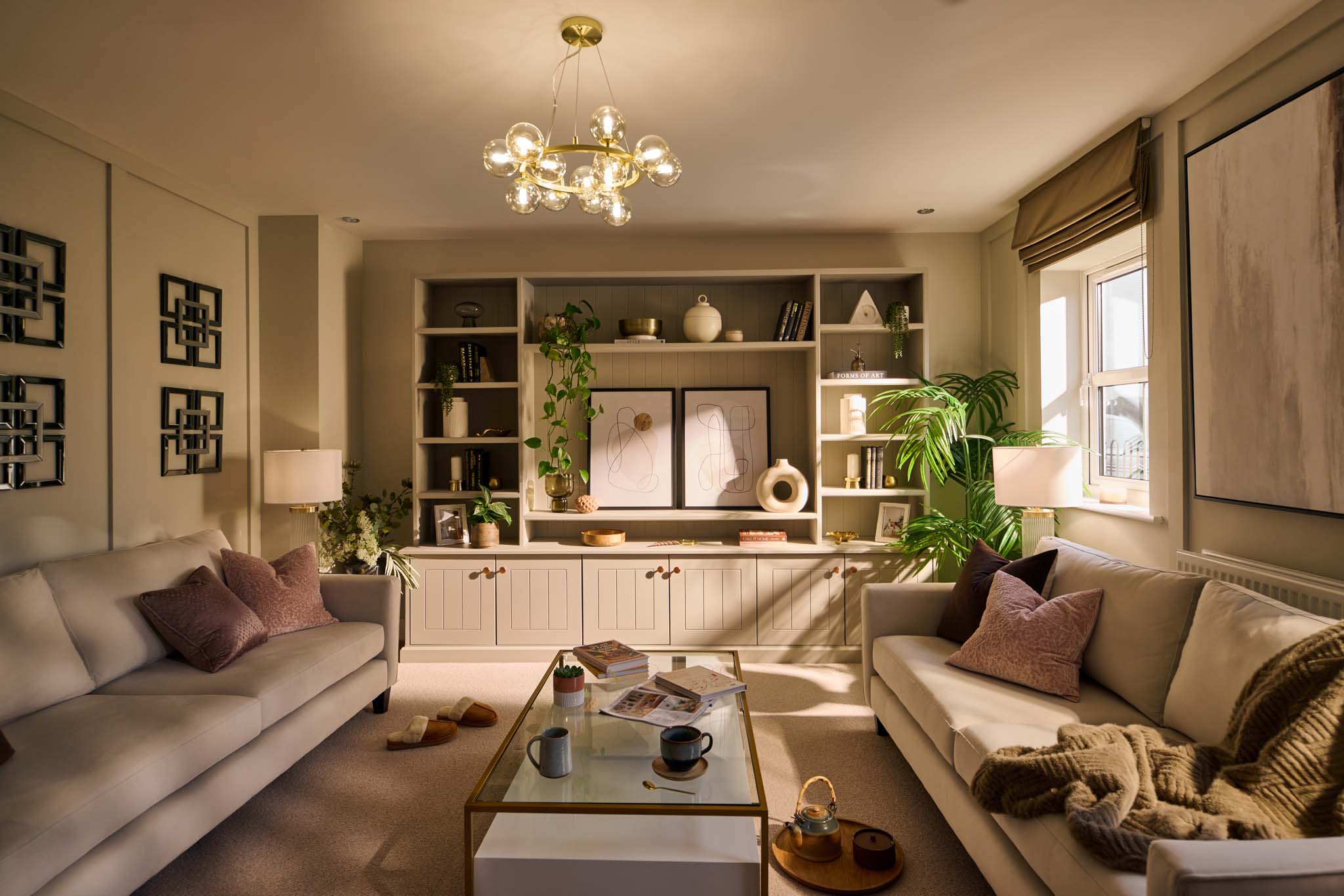 A modern classic spacious living room in a premium new build home.