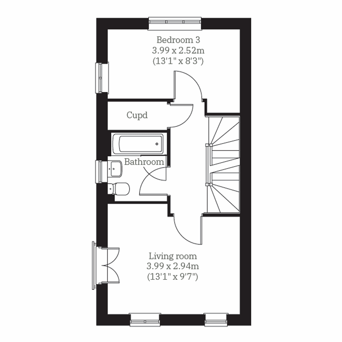 Floor plan of Woodford Corner first floor at Charles Church St Peters Place