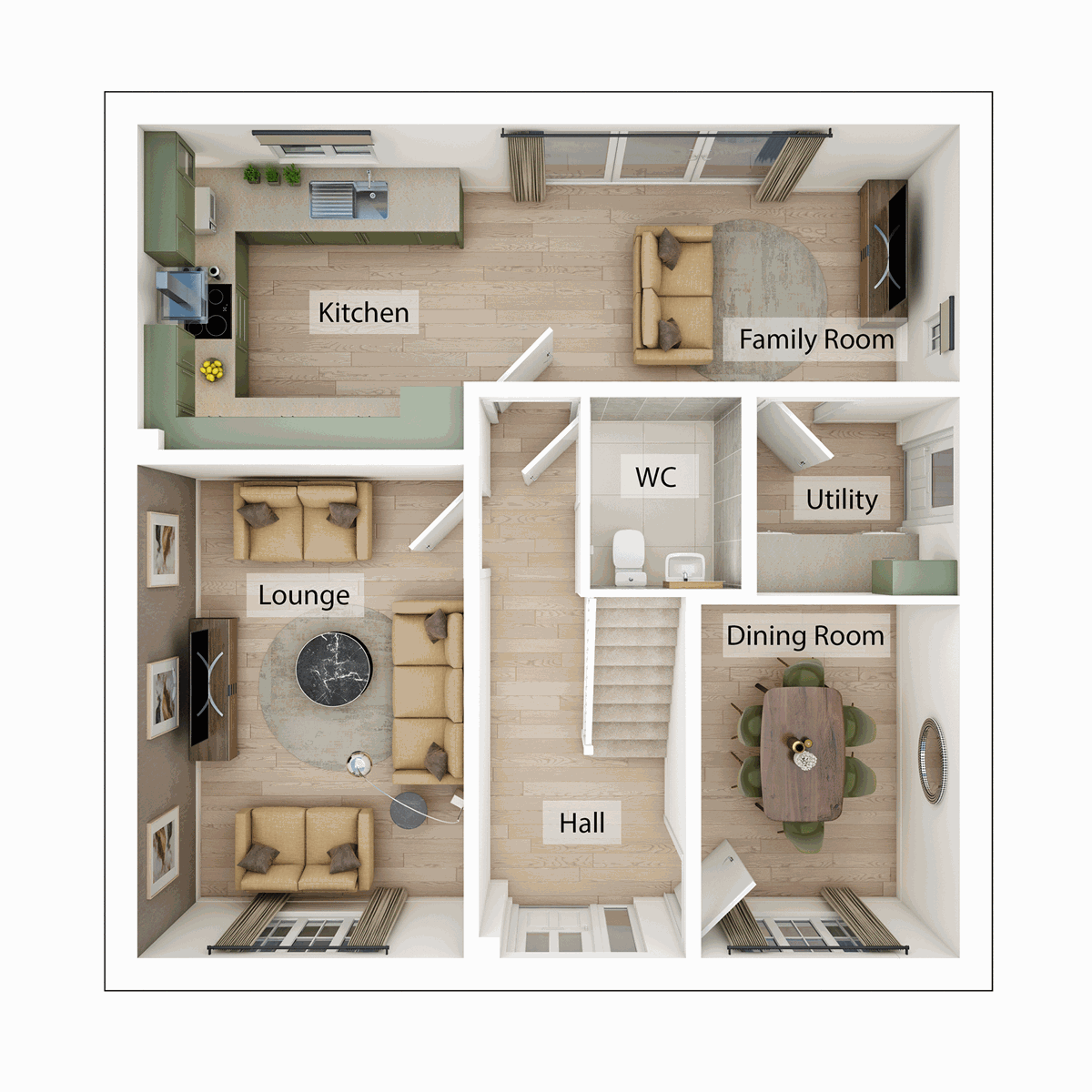 3D - Ground Floor floor plan