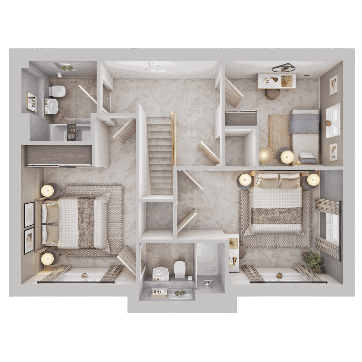 Eskdale first floor plan at Monarch Walk with three bedrooms, en-suite and family bathroom.