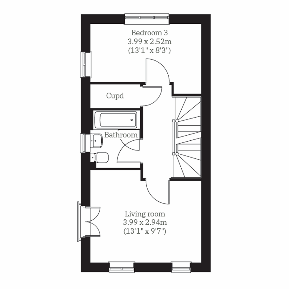 Floor plan of Woodford Corner second floor at Charles Church St Peters Place
