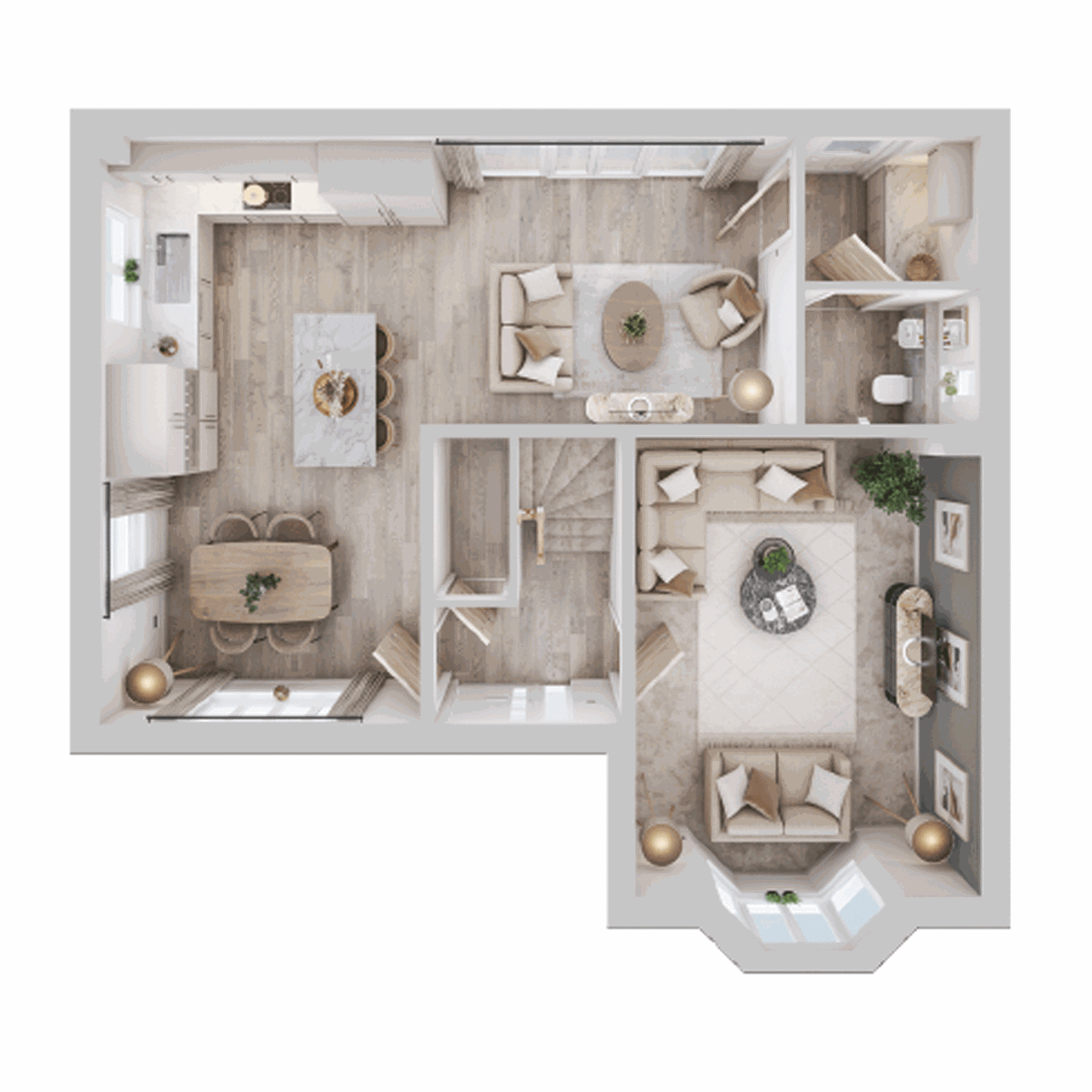 Bamburgh ground floor plan, The Hedgerows, kitchen diner, living room, WC