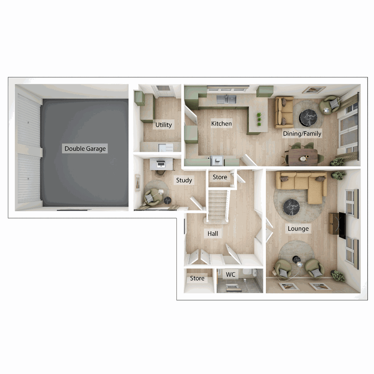 3D - Ground Floor floor plan