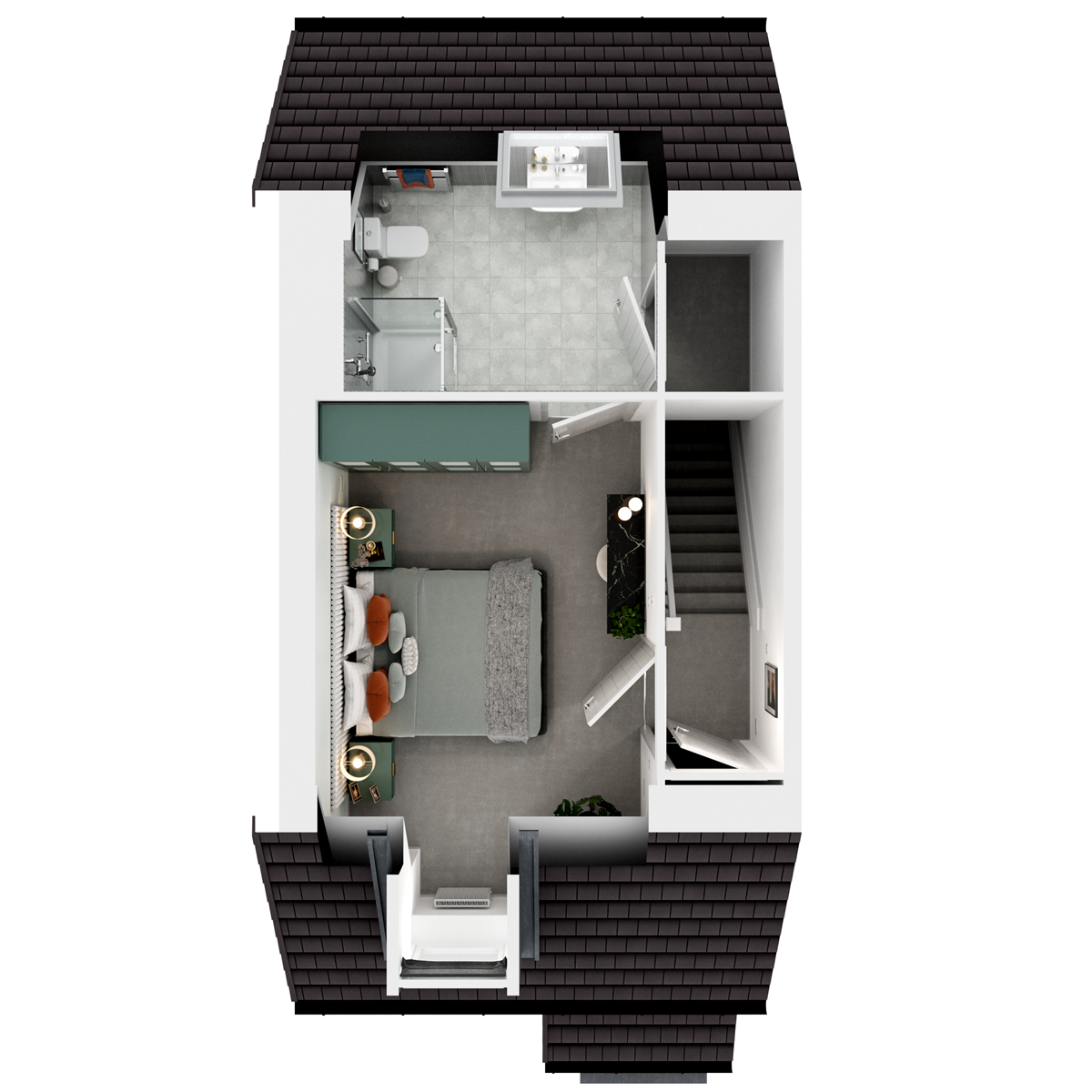 3D - Second floor  floor plan